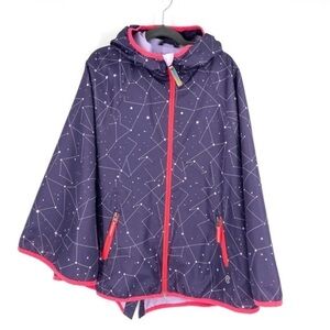 Champion Constellation Rain Cape Hooded Purple Kids Girls Front Zip Pockets 7/8